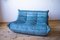 Blue Togo Corner Seat, Lounge Chair & 2-Seat Sofa by Michel Ducaroy for Ligne Roset, 1979, Set of 3 7