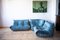 Blue Togo Corner Seat, Lounge Chair & 2-Seat Sofa by Michel Ducaroy for Ligne Roset, 1979, Set of 3 2
