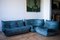 Blue Togo Corner Seat, Lounge Chair & 2-Seat Sofa by Michel Ducaroy for Ligne Roset, 1979, Set of 3 1