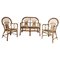 Bamboo and Wicker Sofa and Armchairs, 1960s, Set of 3, Image 1