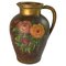 Flowers Decor Pattern Hand Painted Stoneware Jug, France, 1940s 1