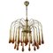 Vintage Brass Teardrop Chandelier with Crystal Murano Glass, 1970s, Image 1