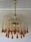 Vintage Brass Teardrop Chandelier with Crystal Murano Glass, 1970s, Image 6