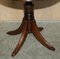 Side Table in Hardwood with Brown Leather Top, Image 5