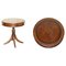 Mesa auxiliar de madera maciza con cuero marrón puro, Imagen 1