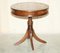 Side Table in Hardwood with Brown Leather Top, Image 2