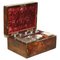 Antique Hardwood Vanity Box with Sterling Silver Pieces, 1810, Set of 11 1