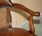 Antique Barrel Back Captains Chair in Brown Leather, 1880, Image 11