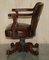 Antique Barrel Back Captains Chair in Brown Leather, 1880, Image 16