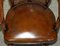 Antique Barrel Back Captains Chair in Brown Leather, 1880, Image 13