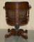 Antique Barrel Back Captains Chair in Brown Leather, 1880 15