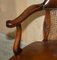 Antique Barrel Back Captains Chair in Brown Leather, 1880, Image 10