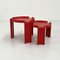 Red Side Tables by Giotto Stoppino for Kartell, 1970s, Set of 2 3