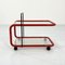 Red Postmodern Trolley with Quaderna Pattern, 1980s 1