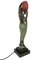 Odalisque Skulptur Lampe mit rotem Glas in Spelter und Marmor von Fayral für Max Le Verrier, 2022 5