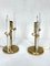 Postmodern Gilded Metal and Glass Table Lamps from Stilkronen, Italy, 1970s, Set of 2 3