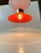 Danish Modernist Diablo Red and White Glass Pendant Light with Brass Disc, 1970s 6