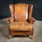 Vintage Sheep Leather Wingback Armchair 1