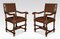 Leather Upholstered Oak Dining Chairs, 1890s, Set of 8 3