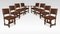 Leather Upholstered Oak Dining Chairs, 1890s, Set of 8 1