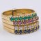 18 Karat Yellow Gold Harem Ring with Diamonds, Rubies, Sapphires and Emeralds, 1970s 2