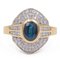 18 Karat Yellow Gold Ring with Sapphire and Diamond, 1960s-1970s 1