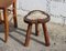 Vintage French Wooden Stool, 1960s, Image 1