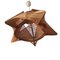 Large Mid-Century Portuguese Wood & Straw Triangular Hanging Lamp, 1960s 6