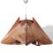 Large Mid-Century Portuguese Wood & Straw Triangular Hanging Lamp, 1960s, Image 1