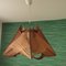 Large Mid-Century Portuguese Wood & Straw Triangular Hanging Lamp, 1960s 3