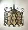 Brutalist Wrought Iron and Glass Pendant Lamp, 1970s 3