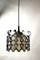 Brutalist Wrought Iron and Glass Pendant Lamp, 1970s 2