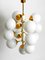 Large Space Age Brass Ceiling Lamp with 13 White Glass Spheres, 1960s 6