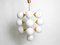 Large Space Age Brass Ceiling Lamp with 13 White Glass Spheres, 1960s, Image 1