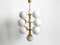 Large Space Age Brass Ceiling Lamp with 13 White Glass Spheres, 1960s 2