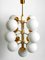 Large Space Age Brass Ceiling Lamp with 13 White Glass Spheres, 1960s, Image 16
