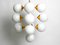 Large Space Age Brass Ceiling Lamp with 13 White Glass Spheres, 1960s, Image 15