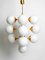 Large Space Age Brass Ceiling Lamp with 13 White Glass Spheres, 1960s 18