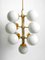 Large Space Age Brass Ceiling Lamp with 13 White Glass Spheres, 1960s 17