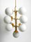 Large Space Age Brass Ceiling Lamp with 13 White Glass Spheres, 1960s, Image 17