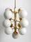 Large Space Age Brass Ceiling Lamp with 13 White Glass Spheres, 1960s 13