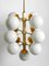 Large Space Age Brass Ceiling Lamp with 13 White Glass Spheres, 1960s, Image 13