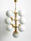 Large Space Age Brass Ceiling Lamp with 13 White Glass Spheres, 1960s, Image 14