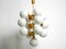 Large Space Age Brass Ceiling Lamp with 13 White Glass Spheres, 1960s 3