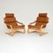 Danish Leather & Bentwood Armchairs, 1970s, Set of 2 1