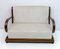 Art Deco Sofa, Armchairs & Poufs in Walnut and Velvet, Italy, 1920s, Set of 5 2