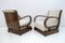Art Deco Sofa, Armchairs & Poufs in Walnut and Velvet, Italy, 1920s, Set of 5 9