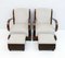 Art Deco Sofa, Armchairs & Poufs in Walnut and Velvet, Italy, 1920s, Set of 5, Image 14