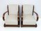 Art Deco Sofa, Armchairs & Poufs in Walnut and Velvet, Italy, 1920s, Set of 5 11