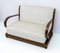 Art Deco Sofa, Armchairs & Poufs in Walnut and Velvet, Italy, 1920s, Set of 5, Image 3